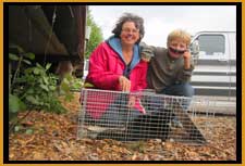 mom and son saving cats